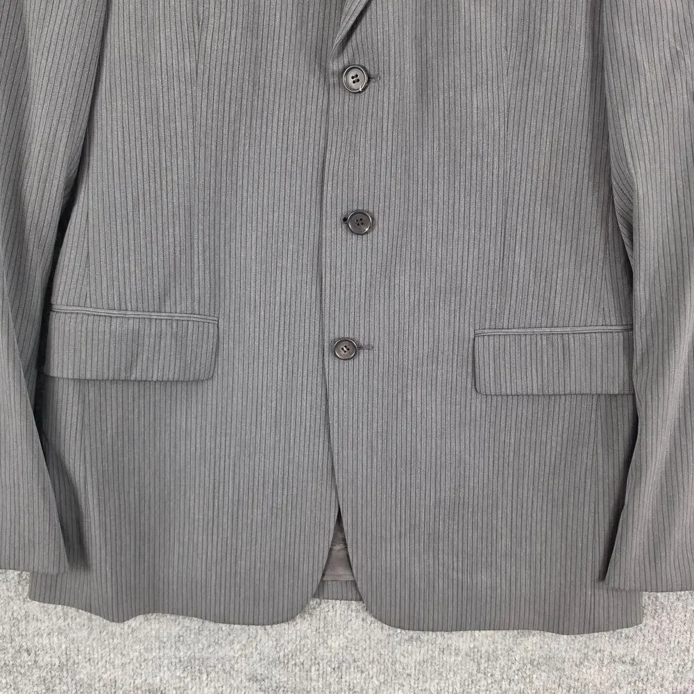 Prada Blazer Mens 50L Gray Pinstripe Virgin Wool Meetings Business Italy Luxury